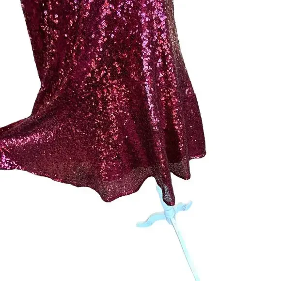 Free People Halter Dress XS Red Sequin Liquid Shine Mini NYE Holiday Party Glam - Picture 10 of 15